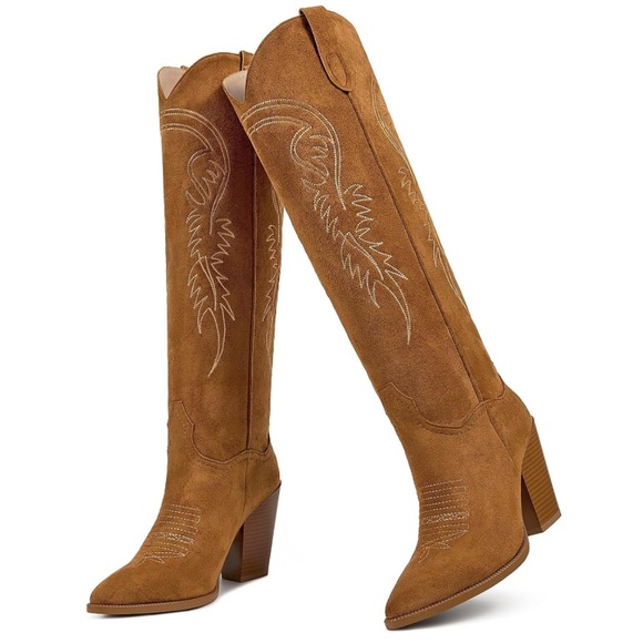 Isnom Shoes - Western Knee High Boots